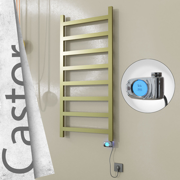 Radiva - Castor Elektrikli Paslanmaz Çelik Havlupan 600x1300 Satine Altın (Musa Termostat) 300W