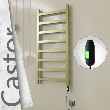 Radiva - Castor Elektrikli Paslanmaz Çelik Havlupan 600x1300 Satine Altın (On/Off Düğmeli) 300W