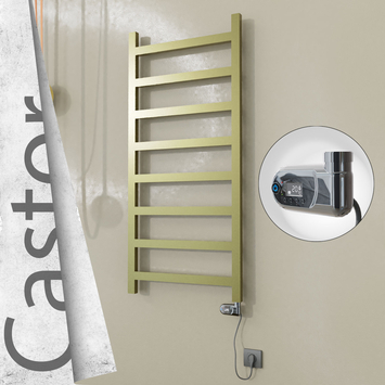Radiva - Castor Elektrikli Paslanmaz Çelik Havlupan 600x1300 Satine Altın (Thesis Termostat) 300W