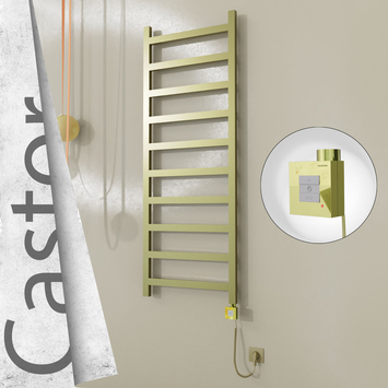 Radiva - Castor Elektrikli Paslanmaz Çelik Havlupan 600x1620 Satine Altın (KTX1 Termostat) 600W Spiral Kablolu