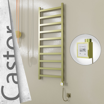 Radiva - Castor Elektrikli Paslanmaz Çelik Havlupan 600x1620 Satine Altın (KTX3 Termostat) 600W Spiral Kablolu