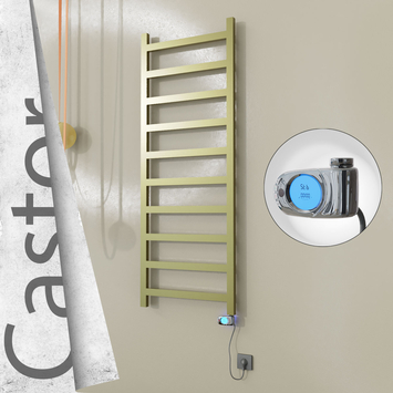 Radiva - Castor Elektrikli Paslanmaz Çelik Havlupan 600x1620 Satine Altın (Musa Termostat) 600W