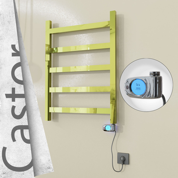Radiva - Castor Elektrikli Paslanmaz Çelik Havlupan 600x820 Altın (Musa Termostat) 200W