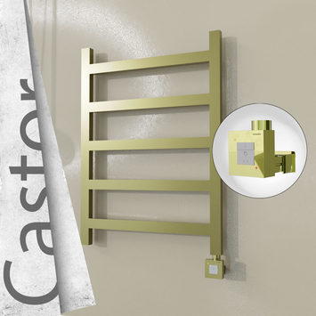 Radiva - Castor Elektrikli Paslanmaz Çelik Havlupan 600x820 Satine Altın (KTX1 Termostat) 200W