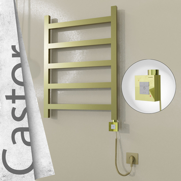 Radiva - Castor Elektrikli Paslanmaz Çelik Havlupan 600x820 Satine Altın (KTX1 Termostat) 200W Spiral Kablolu