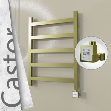 Radiva - Castor Elektrikli Paslanmaz Çelik Havlupan 600x820 Satine Altın (KTX3 Termostat) 200W