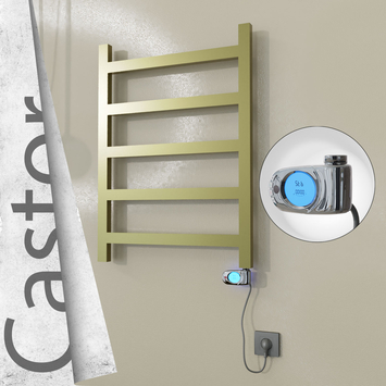 Radiva - Castor Elektrikli Paslanmaz Çelik Havlupan 600x820 Satine Altın (Musa Termostat) 200W