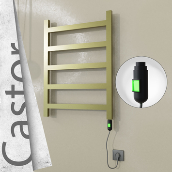 Radiva - Castor Elektrikli Paslanmaz Çelik Havlupan 600x820 Satine Altın (On/Off Düğmeli) 200W