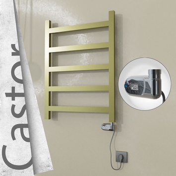 Radiva - Castor Elektrikli Paslanmaz Çelik Havlupan 600x820 Satine Altın (Thesis Termostat) 200W
