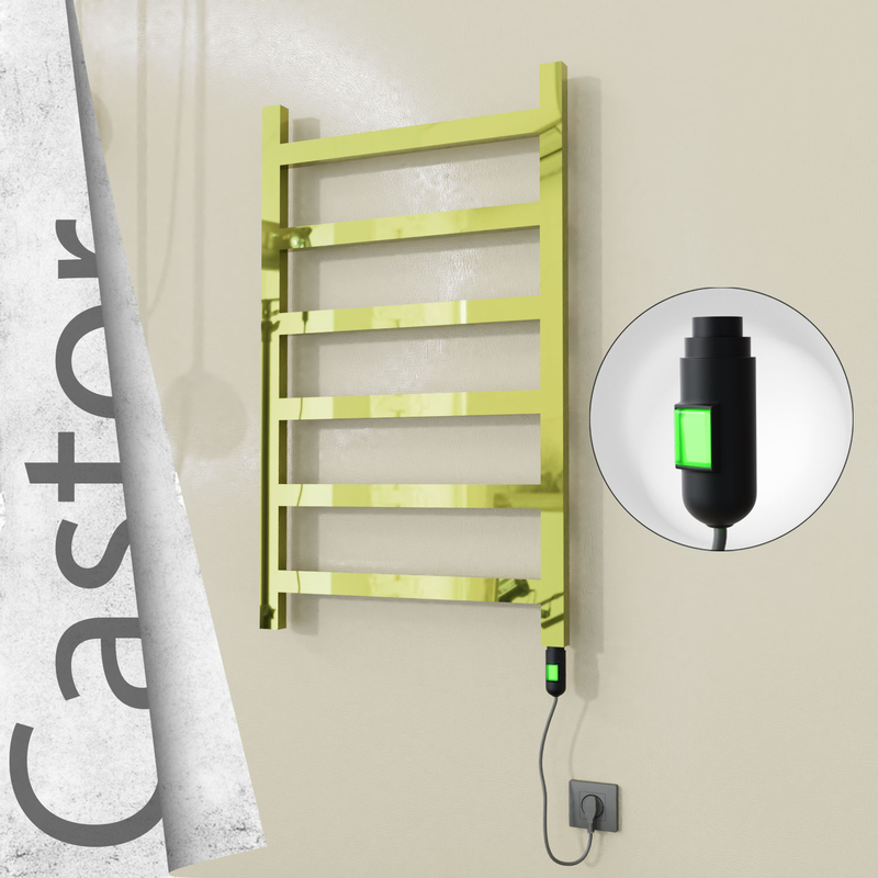 CASTOR Elektrikli Paslanmaz Çelik Havlupan 600x980 Altın (On/Off Düğmeli) 300W