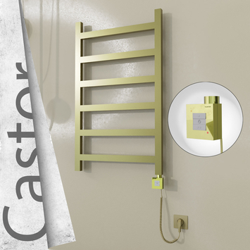 Radiva - Castor Elektrikli Paslanmaz Çelik Havlupan 600x980 Satine Altın (KTX1 Termostat) 300W Spiral Kablolu