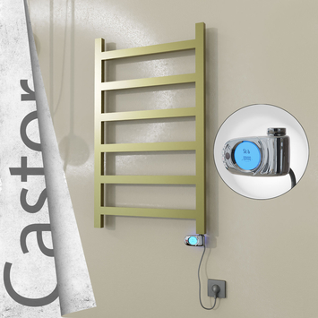 Radiva - Castor Elektrikli Paslanmaz Çelik Havlupan 600x980 Satine Altın (Musa Termostat) 300W