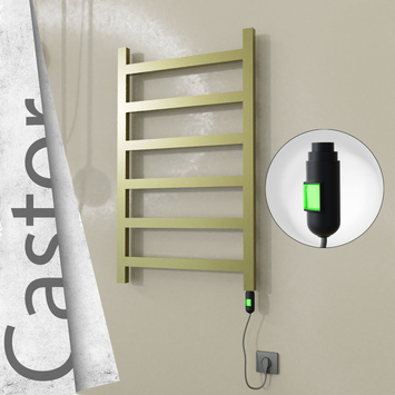 Radiva - Castor Elektrikli Paslanmaz Çelik Havlupan 600x980 Satine Altın (On/Off Düğmeli) 300W