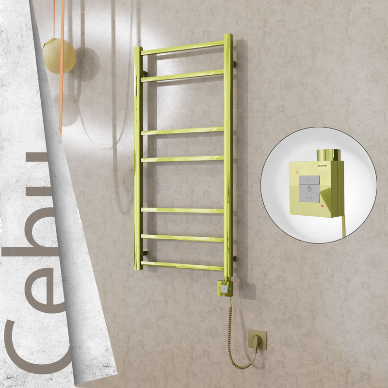 Cebu Sèche Serviettes Electrique 500x1050 Or Ktx1 200 Watt Câble en spirale