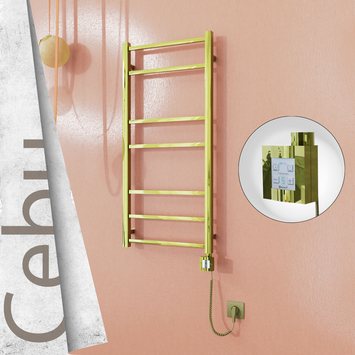 - Cebu Electric Towel Warmer 500x1050 Gold Ktx4 200 W (Spiral Cable)  - Cebu Electric Towel Warmer 500x1050 Gold Ktx4 200 W (Spiral Cable)