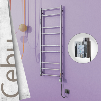 - Cebu Electric Towel Warmer 500x1395 Mirror Finish Ktx4 200 W (Spiral Cable)  - Cebu Electric Towel Warmer 500x1395 Mirror Finish Ktx4 200 W (Spiral Cable)