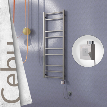 - Cebu Electric Towel Warmer 500x1395 Satine Finish Ktx1 200 W (Spiral Cable)  - Cebu Electric Towel Warmer 500x1395 Satine Finish Ktx1 200 W (Spiral Cable)