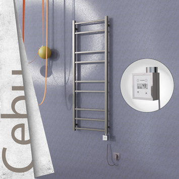 - Cebu Sèche Serviettes Electrique 500x1395 Finition peinture satiné Ktx3 300 Watt Câble en spirale  - Cebu Sèche Serviettes Electrique 500x1395 Finition peinture satiné Ktx3 300 Watt Câble en spirale