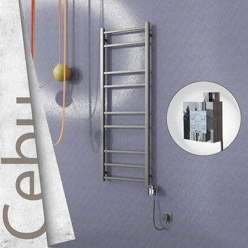 - Cebu Sèche Serviettes Electrique 500x1395 Finition peinture satiné Ktx4 300 Watt Câble en spirale  - Cebu Sèche Serviettes Electrique 500x1395 Finition peinture satiné Ktx4 300 Watt Câble en spirale