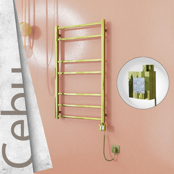 Radiva - Cebu Electric Towel Warmer 600x1050 Gold Ktx4 200 W (Spiral Cable)