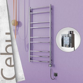 - Cebu Electric Towel Warmer 600x1395 Mirror Finish Ktx4 200 W (Spiral Cable)  - Cebu Electric Towel Warmer 600x1395 Mirror Finish Ktx4 200 W (Spiral Cable)