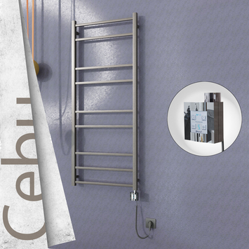 - Cebu Electric Towel Warmer 600x1395 Satine Finish Ktx4 200 W (Spiral Cable)  - Cebu Electric Towel Warmer 600x1395 Satine Finish Ktx4 200 W (Spiral Cable)