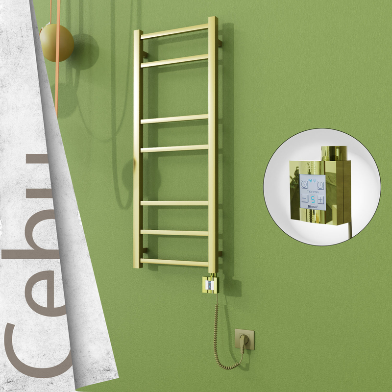 CEBU Elektrikli Paslanmaz Çelik Havlupan 400x1050 Satine Altın (KTX4 Termostat) 200W Spiral Kablolu