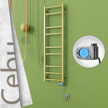  - CEBU Elektrikli Paslanmaz Çelik Havlupan 400x1395 Satine Altın (Musa Termostat) 200W