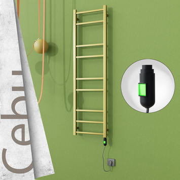 Radiva - Cebu Elektrikli Paslanmaz Çelik Havlupan 400x1395 Satine Altın (On/Off Düğmeli) 200W