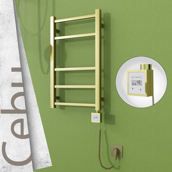 Radiva - Cebu Elektrikli Paslanmaz Çelik Havlupan 400x705 Satine Altın (KTX3 Termostat) 200W Spiral Kablolu