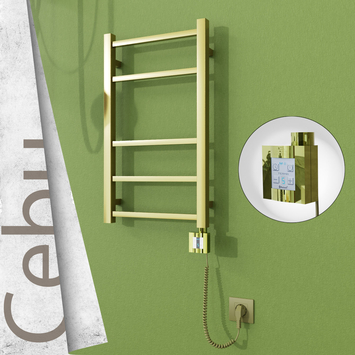  - CEBU Elektrikli Paslanmaz Çelik Havlupan 400x705 Satine Altın (KTX4 Termostat) 200W Spiral Kablolu