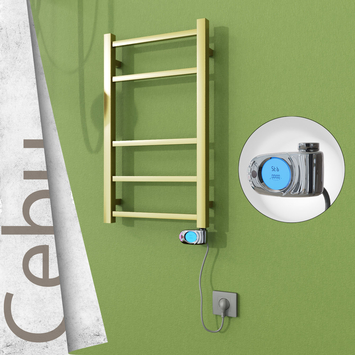 Radiva - Cebu Elektrikli Paslanmaz Çelik Havlupan 400x705 Satine Altın (Musa Termostat) 200W