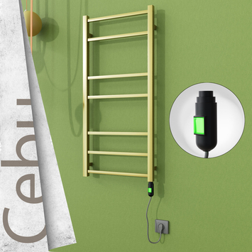 Radiva - Cebu Elektrikli Paslanmaz Çelik Havlupan 500x1050 Satine Altın (On/Off Düğmeli) 200W