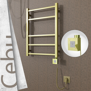  - CEBU Elektrikli Paslanmaz Çelik Havlupan 500x705 Satine Altın (KTX1 Termostat) 200W Spiral Kablolu
