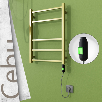  - CEBU Elektrikli Paslanmaz Çelik Havlupan 500x705 Satine Altın (On/Off Düğmeli) 200W