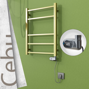  - CEBU Elektrikli Paslanmaz Çelik Havlupan 500x705 Satine Altın (Thesis Termostat) 200W