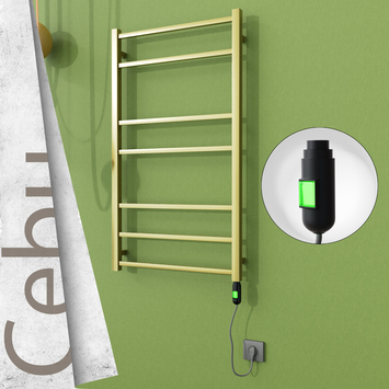 Radiva - Cebu Elektrikli Paslanmaz Çelik Havlupan 600x1050 Satine Altın (On/Off Düğmeli) 200W