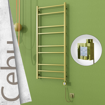 - CEBU Elektrikli Paslanmaz Çelik Havlupan 600x1395 Satine Altın (KTX4 Termostat) 300W Spiral Kablolu  - CEBU Elektrikli Paslanmaz Çelik Havlupan 600x1395 Satine Altın (KTX4 Termostat) 300W Spiral Kablolu