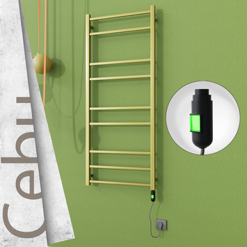 Radiva - Cebu Elektrikli Paslanmaz Çelik Havlupan 600x1395 Satine Altın (On/Off Düğmeli) 300W