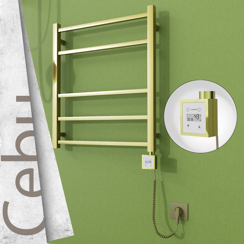 CEBU Elektrikli Paslanmaz Çelik Havlupan 600x705 Satine Altın (KTX3 Termostat) 200W Spiral Kablolu