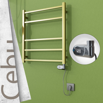  - CEBU Elektrikli Paslanmaz Çelik Havlupan 600x705 Satine Altın (Thesis Termostat) 200W