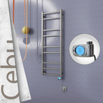 - Cebu Sèche Serviettes Electrique 500x1395 Finition peinture satiné (Thermostat Musa) 300 Watt  - Cebu Sèche Serviettes Electrique 500x1395 Finition peinture satiné (Thermostat Musa) 300 Watt