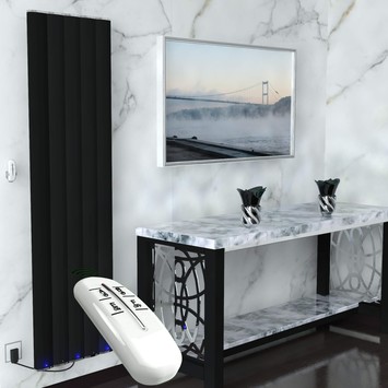  - Electric Aluminium Radiator 1000 Watt 1800x500 Matt Black With Remote Control