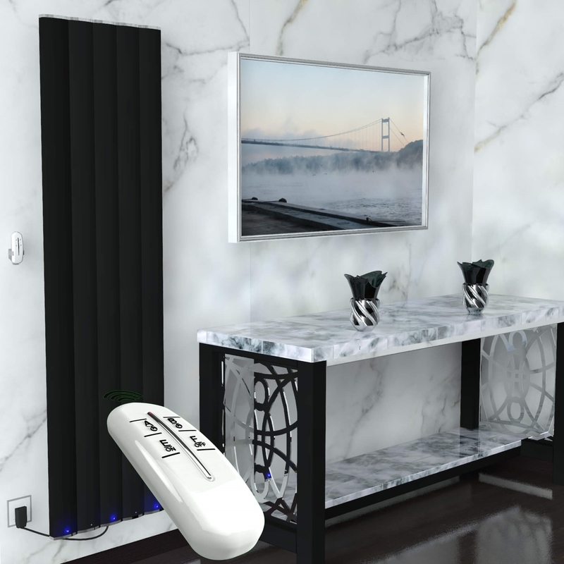 Electric Aluminium Radiator 1000 Watt 1800x500 Matt Black With Remote Control