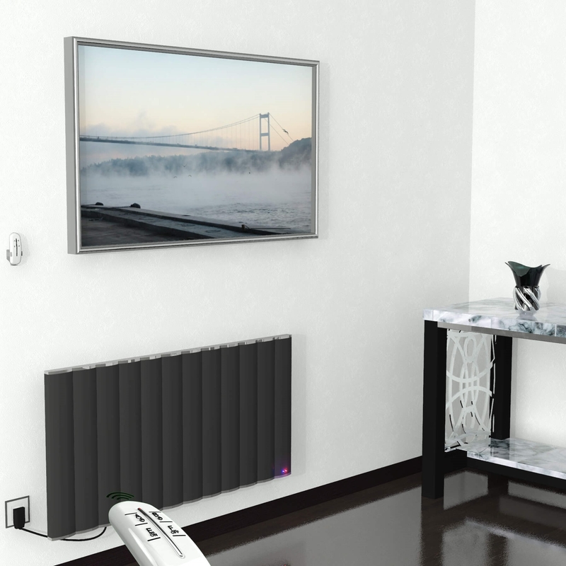 Electric Aluminium Radiator 1200 Watt 600x1200 Anthracite With Remote Control