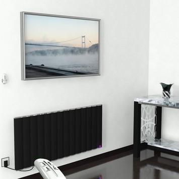 - Electric Aluminium Radiator 1400 Watt 600x1400 Matt Black With Remote Control