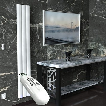  - Radiateur électrique en aluminium 1800x300 Blanc 600W Télécommande
