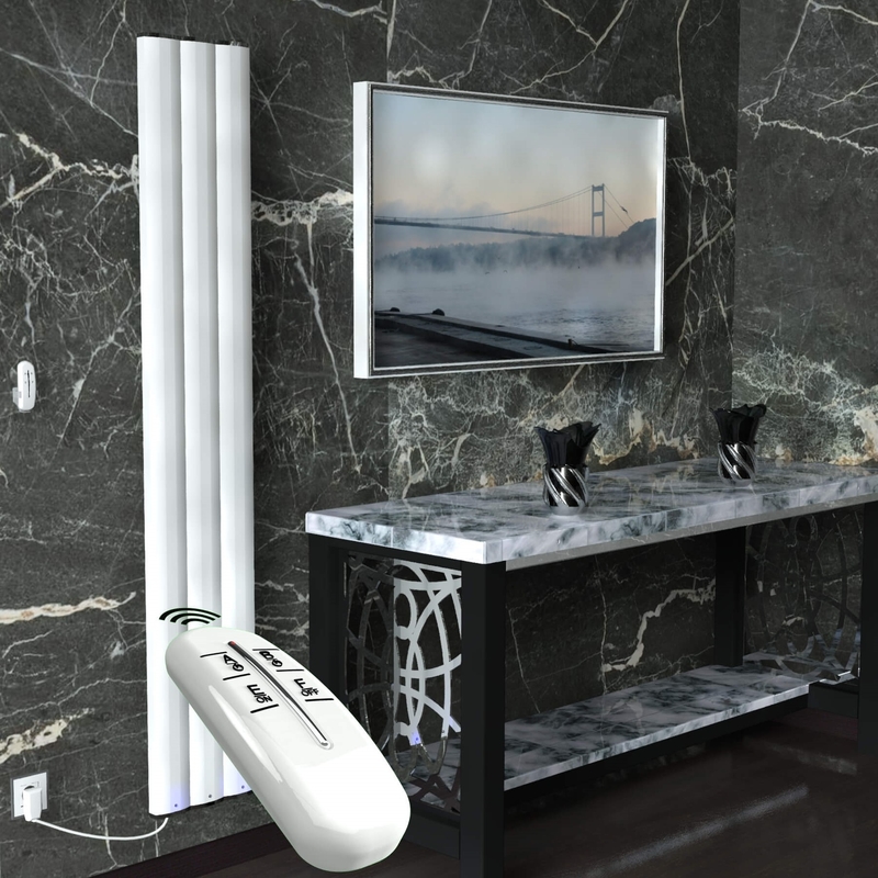 Electric Aluminium Radiator 600 Watt 1800x300 White With Remote Control