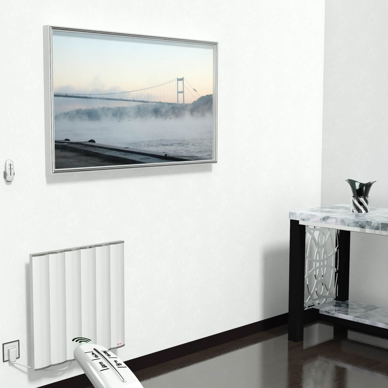 Radiateur électrique en aluminium 600x600 Blanc 600W Télécommande