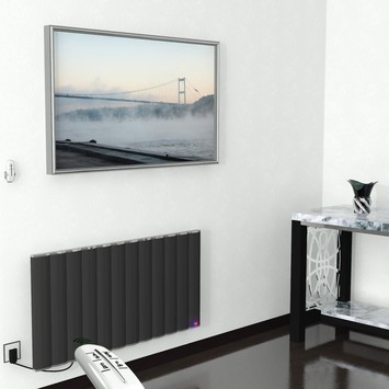 - Radiateur électrique en aluminium 600x1200 Anthracite 1200W Télécommande